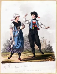 Boerendans in Eger, Bohemen, gegraveerd door William Poole, 1804