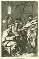 Petrus berispt door Paulus (gravure)