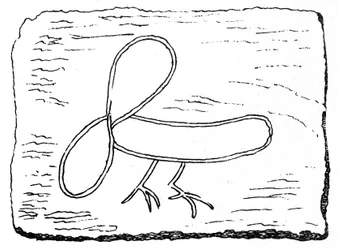 Phallus met de poten van een vogel, houtsnede van de ingang van het wachthuis bij Housesteads Fort aan de Muur van Hadrianus