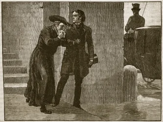 Pius IX verlaat het Vaticaan in vermomming, 1848, illustratie uit Cassells Geïllustreerde Geschiedenis van Engeland