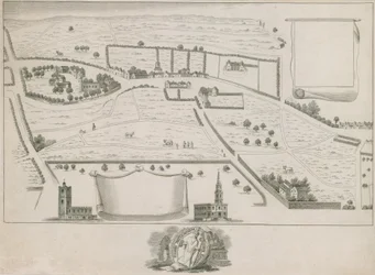Plan van de noordwestelijke buitenwijken van Londen rond St Giles in the Fields