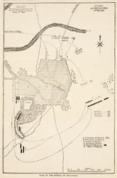 Plan van de aanval op Sholapore, illustratie uit Cassells Geïllustreerde Geschiedenis van India door James Grant, uitgegeven 1879