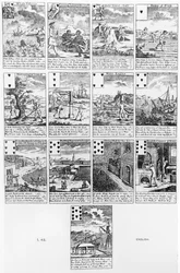 Speelkaarten die bubbelondernemingen satiriseren, c.1720