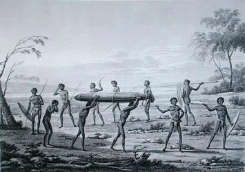 Port Jackson, Nieuw-Holland: Aborigines begrafenisceremonie, uit 