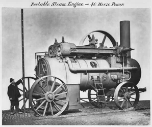 Draagbare stoommachine, uit het album Verbeterde stoommachines, dorsmachines en andere specialiteiten, ca. 1890