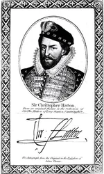 Portret en handtekening van Sir Christopher Hatton (1540-91)