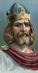 Portret van Alfred de Grote (Alfred the Great, 849-899), koning van Wessex, 800s n.Chr. - Uit de serie 