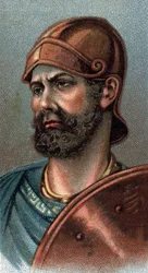 Portret van Hannibal Barca - Portret van Hannibal of Annibal Barca (ca. 247-183 v.Chr.), Carthaags generaal en staatsman - Uit de serie „Leiders van mannen“ - Chromolithografie - Engelse School, 20e eeuw