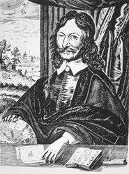 Portret van William Lilly (1602-81), uit zijn Christian Astrology, Londen 1647, geïllustreerd in Geschiedenis van de Magie, gepubliceerd eind 19e eeuw