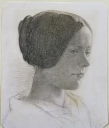 Portret van een Jonge Vrouw met haar Haar in een Knot, ca.1840