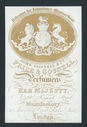 Price en Gosnell, Parfumeurs van Hare Majesteit, handelskaart