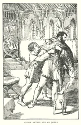 Prins Arthur en zijn gevangenbewaarder (litho)