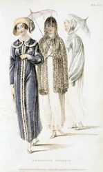 Promenadejurken, modeplaat uit Ackermanns Repository of Arts