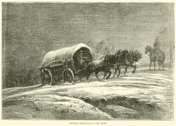 Pruisische veldpost in de sneeuw, oktober 1870