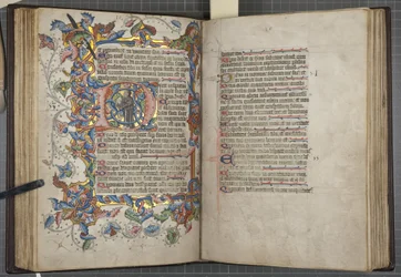 Psalter met Sarum gebruikskalender, Fol 40 verso 41 recto, ca. 1425-75 (inkt, verf en goud op perkament)