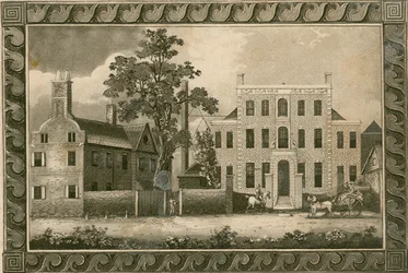 Putney School, Londen; gravures gedateerd 1805 door W Harding en ondertekend door de Rev William Carmalt
