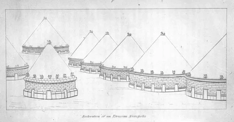 Reconstructie van Etruskische graven in Tarquinia