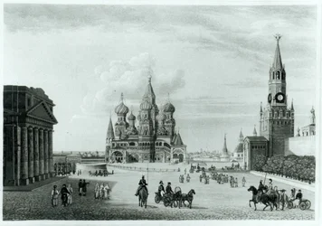 Rode Plein, Moskou, uit Het Karakter van de Russen en een Gedetailleerde Geschiedenis van Muscovy door Robert Lyall, gepubliceerd 1823