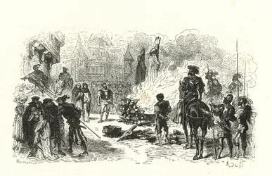 Religieuze vervolging; Francois I (gravure)