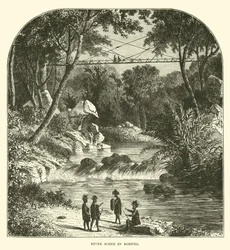 Rivierscène in Borneo