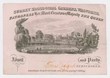 Royal Surrey Zoological Gardens, toegangskaart