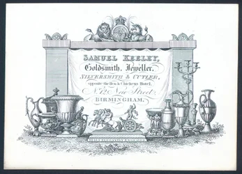 Samuel Keeley, goudsmid, juwelier, zilversmid & messenmaker, handelskaart