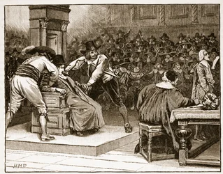 Scène in het Lagerhuis: de voorzitter gedwongen, illustratie uit Cassells Geïllustreerde Geschiedenis van Engeland