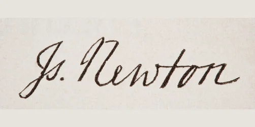 Handtekening van Sir Isaac Newton, uit 
