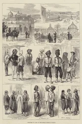 Schetsen in het Kamp van de Indiase Troepen op Malta (gravure)