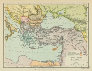 Zuidoost-Europa en aangrenzende landen (kleurenlitho)