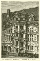 Trap van Frans I, Kasteel van Blois (gravure)