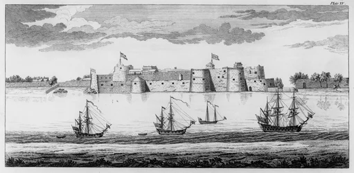 Fort Surat, Gujarat, India, ca. 1770 (gravure)