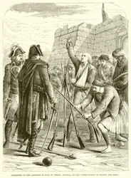 Overgave van het garnizoen van Fort St. Philip, Minorca, aan de verenigde troepen van Frankrijk en Spanje