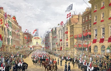 Temple Bar, 7 maart 1863, uit A Memorial of the Marriage of Edward VII and Alexandra of Denmark, pub. 1864
