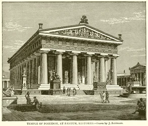 Tempel van Poseidon, in Paestum, Hersteld
