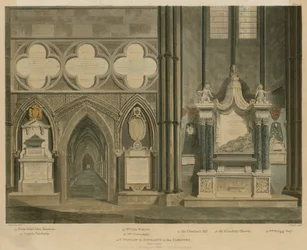 Tiende raam en ingang naar de Klooster, Noordelijke Zijbeuk, Westminster Abbey, Londen