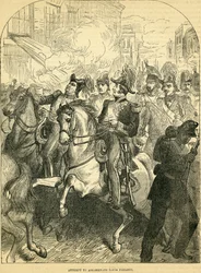 De poging om koning Louis Philippe van Frankrijk te vermoorden, illustratie uit Cassells Geïllustreerde Geschiedenis van Engeland, 1857-1858