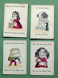 De familie Bakker uit een spelletje Happy Families, midden 19e eeuw