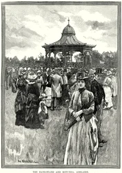 De Band-Stand en Rotunda, Adelaide (gravure)
