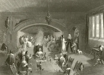 De hal van de baron met Kerstmis