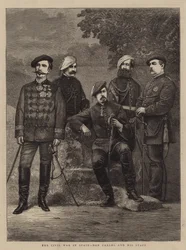 De burgeroorlog in Spanje, Don Carlos en zijn staf (gravure)