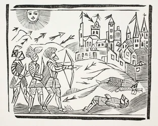 De verovering van Frankrijk met het leven en de glorieuze daden van Edward de Zwarte Prins, illustratie uit Chap-books van de achttiende eeuw door John Ashton, uitgegeven 1882