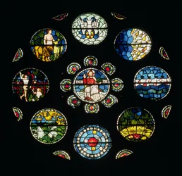Het Scheppingsraam, ontworpen door Philip Webb, William Morris en Edward Burne-Jones, 1861