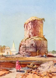 De Dhamek Stupa, Sarnath, Uttar Pradesh, uit De Wonderen van de Wereld, uitgegeven ca. 1920