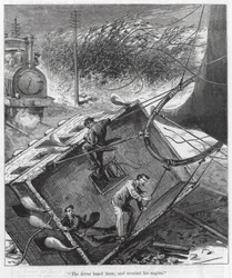 "De Machinist hoorde ze en keerde zijn Motor om" (gravure)