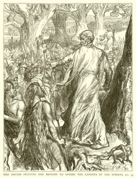 De Druïden zetten de Britten aan om de Landing van de Romeinen te Weerstaan, B.C. 55