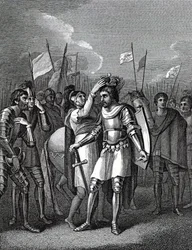 De graaf van Richmond gekozen tot koning na de Slag bij Bosworth, uit 