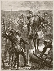 De Engelsen voor Harfleur, illustratie uit Cassells Geïllustreerde Geschiedenis van Engeland