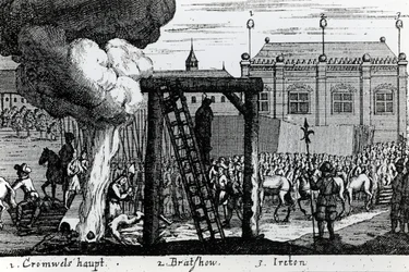 De executie van Oliver Cromwell, John Bradshaw en Henry Ireton, c.1661