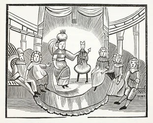 De Beroemde Geschiedenis van Klein Duimpje, illustratie uit Chap-books van de Achttiende Eeuw door John Ashton, uitgegeven 1882